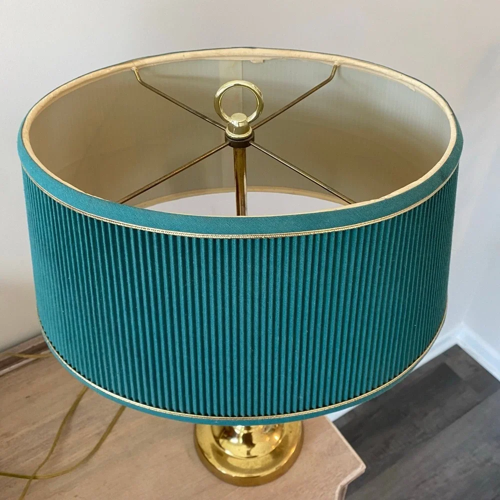 Vintage Brass Alsy French Horn Lamp With Original Shade